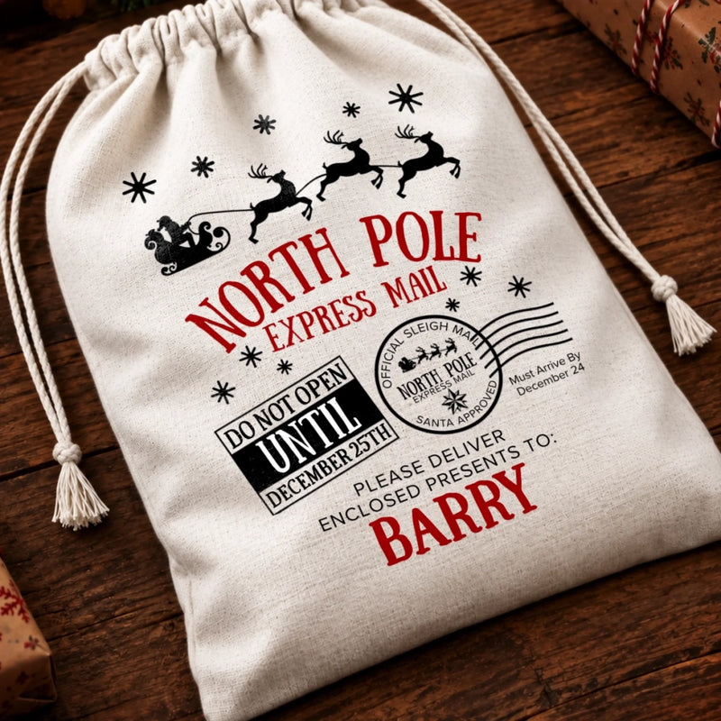 Personalized Drawstring Gift Bag - Christmas Gift For Kids, Family - Santa’s Secret Delivery