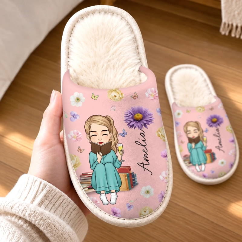 Personalized Flat Scuff Slippers - Gifts For Book Lovers - Lost In A Good Book