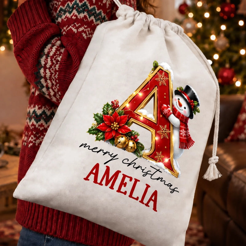 Personalized Drawstring Gift Bag - Christmas Gift For Kids, Family - Santa’s Favorite Package