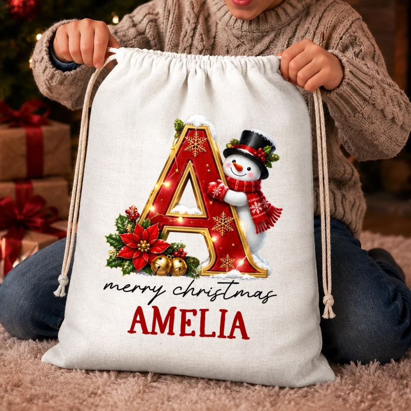 Personalized Drawstring Gift Bag - Christmas Gift For Kids, Family - Santa’s Favorite Package