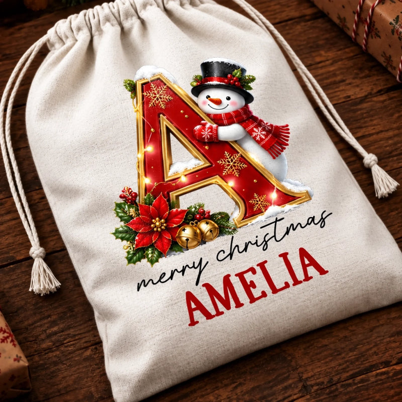 Personalized Drawstring Gift Bag - Christmas Gift For Kids, Family - Santa’s Favorite Package