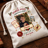 Personalized Photo Drawstring Gift Bag - Christmas Gift For Kids, Family - North Pole Priority