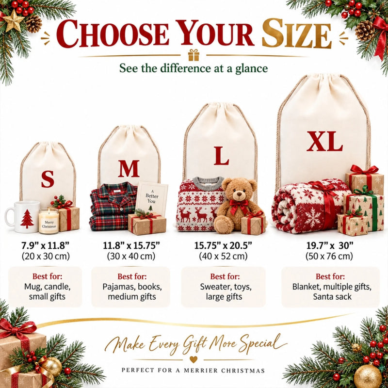 Personalized Drawstring Gift Bag - Christmas Gift For Kids, Family - Santa Approved Delivery