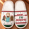 Personalized Flat Scuff Slippers - Gift For Book Lovers - Shhh I'm reading