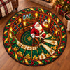 Personalized Quilted Round Mat - Christmas Gift For Family, Book Lovers - Books, Shelves & Santa Magic
