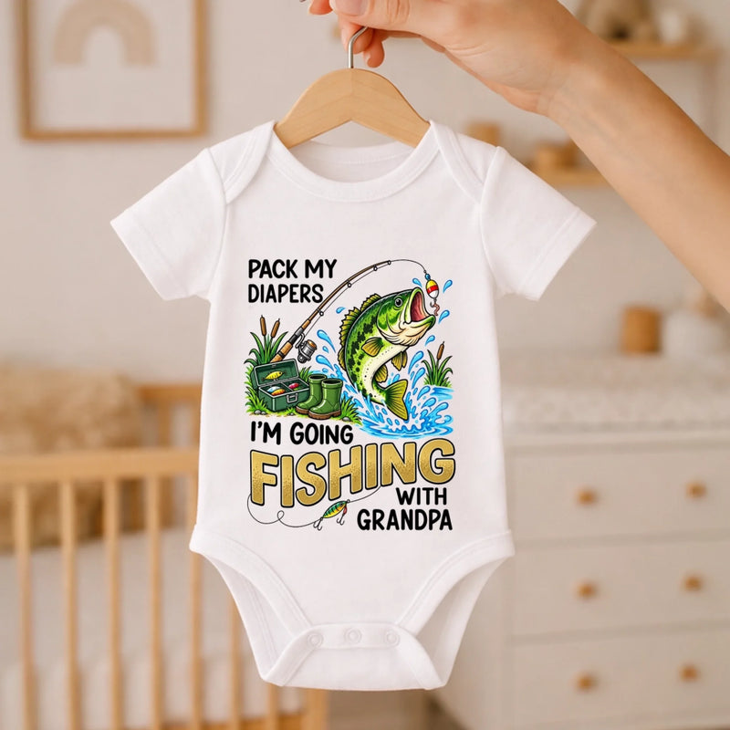 Personalized Baby Onesie – Gift For Grandpa, Fishing Lovers – Pack My Diapers Going Fishing