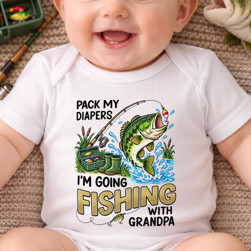 Personalized Baby Onesie – Gift For Grandpa, Fishing Lovers – Pack My Diapers Going Fishing