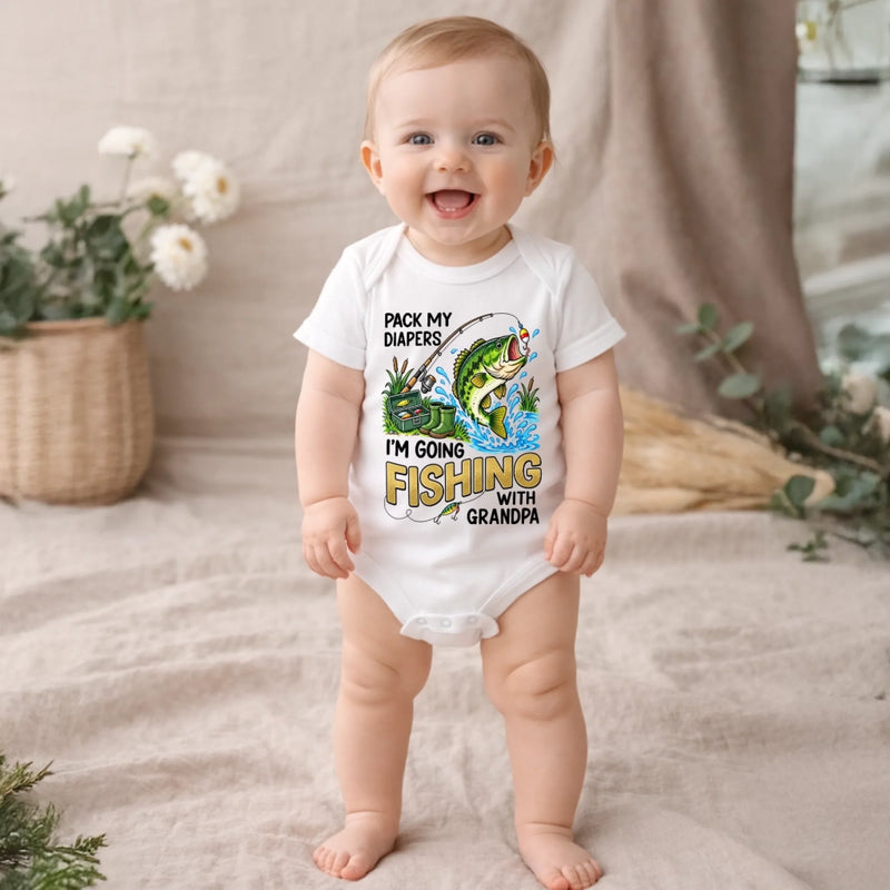 Personalized Baby Onesie – Gift For Grandpa, Fishing Lovers – Pack My Diapers Going Fishing