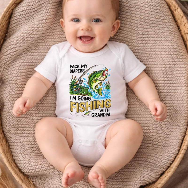 Personalized Baby Onesie – Gift For Grandpa, Fishing Lovers – Pack My Diapers Going Fishing