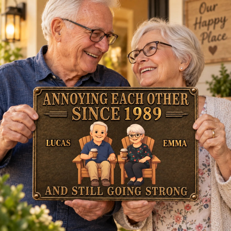 Personalized Photo Home Decor Metal Sign - Anniversary Gift For Couple - Still Annoying Each Other