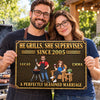 Personalized Photo Home Decor Metal Sign - Anniversary Gift For Couple - He Cooks, She Approves