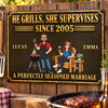 Personalized Photo Home Decor Metal Sign - Anniversary Gift For Couple - He Cooks, She Approves
