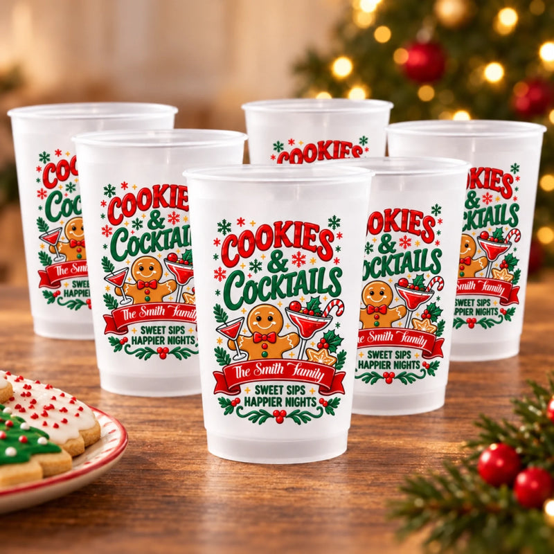 Personalized Party Cups - Christmas Gift For Family - Cookies, Cocktails