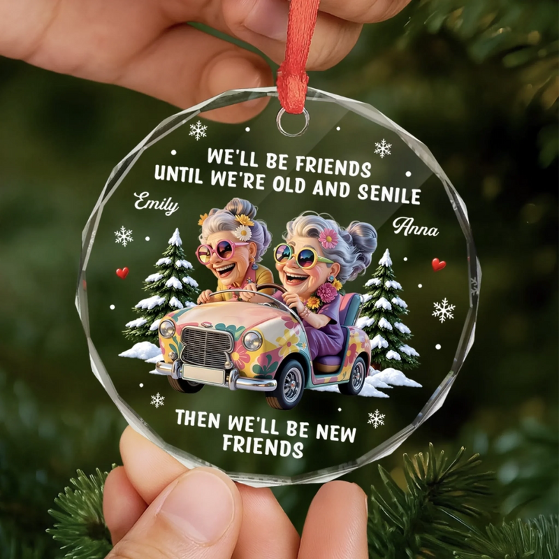 Personalized Glass Ornament - Christmas Gift For Sister, Bestie, Best Friend - Forever Young At Heart