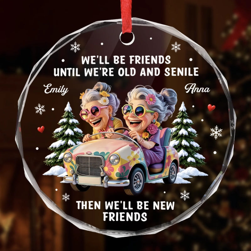 Personalized Glass Ornament - Christmas Gift For Sister, Bestie, Best Friend - Forever Young At Heart