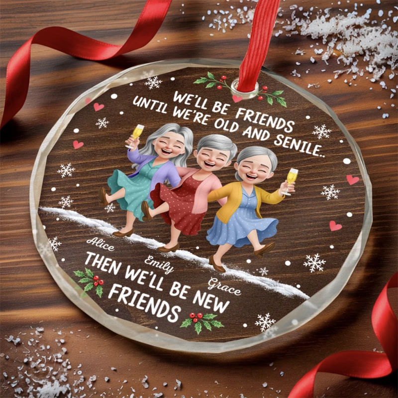 Personalized Glass Ornament - Christmas Gift For Sister, Bestie, Best Friend - Growing Old Together