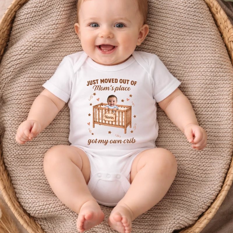 Personalized Photo Baby Onesie – Gift For New Mom, Baby – Got My Own Crib