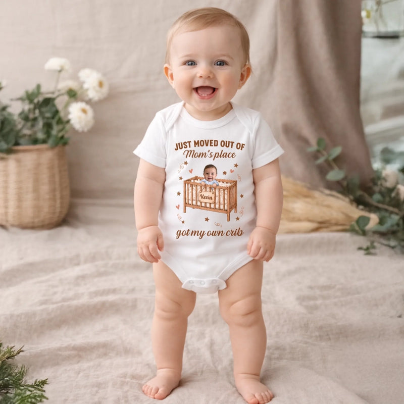 Personalized Photo Baby Onesie – Gift For New Mom, Baby – Got My Own Crib