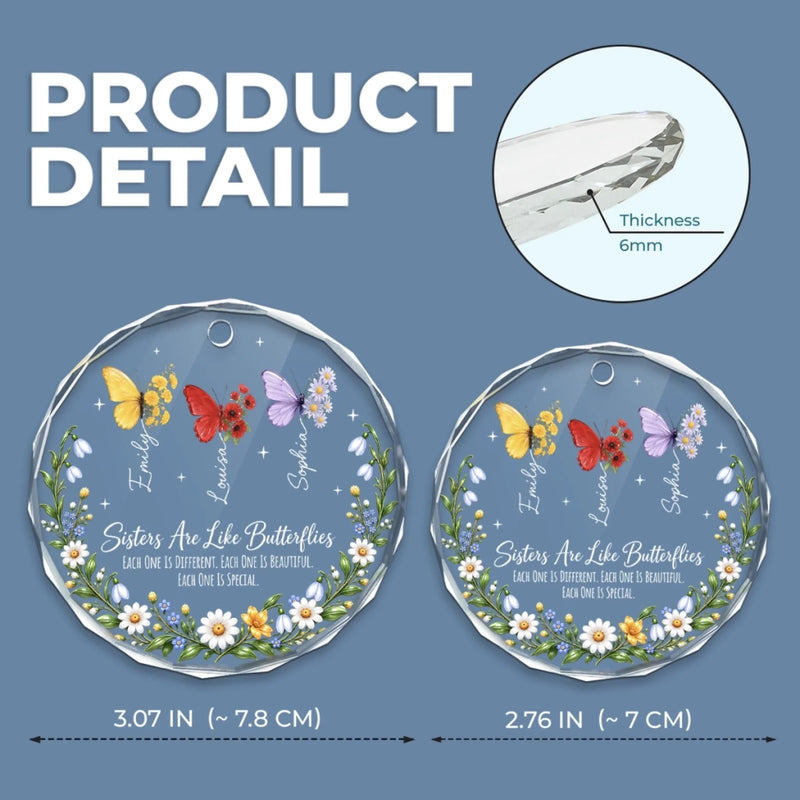 Personalized Glass Ornament - Christmas Gift For Sister, Bestie, Best Friend - Butterfly Sisters