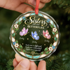 Personalized Glass Ornament - Christmas Gift For Sister, Bestie, Best Friend - Wings Of Sisterhood