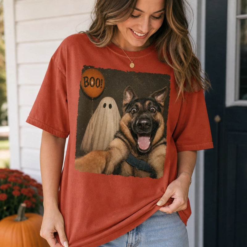 Personalized Photo Comfort T-Shirt - Halloween Gift For Pet Lovers - My Pet Says Boo