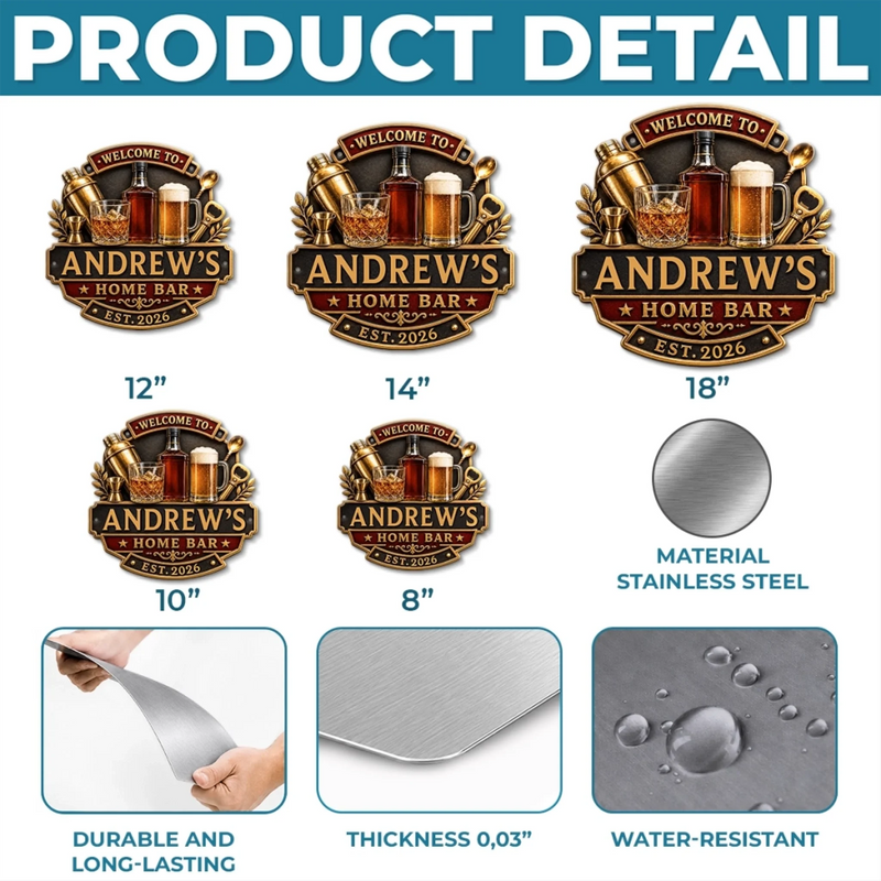 Personalized Shaped Metal Sign - Gift For Men, Family - Welcome To The Bar