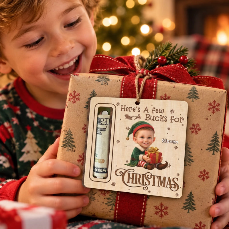 Personalized Photo Wooden Money Holder Ornament – Christmas Gift For Kid, Family – Shine Bright