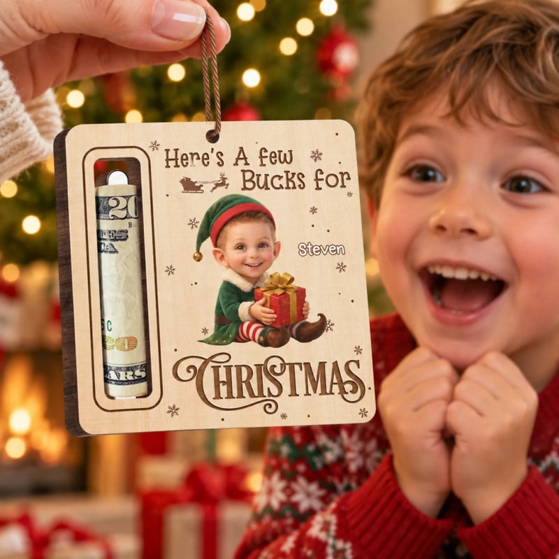 Personalized Photo Wooden Money Holder Ornament – Christmas Gift For Kid, Family – Shine Bright