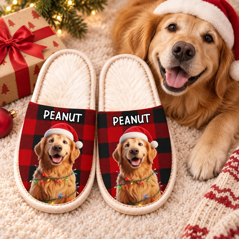 Personalized Photo Flat Scuff Slippers – Christmas Gift For Pet Lovers – Cozy Feet, Happy Pet Parent