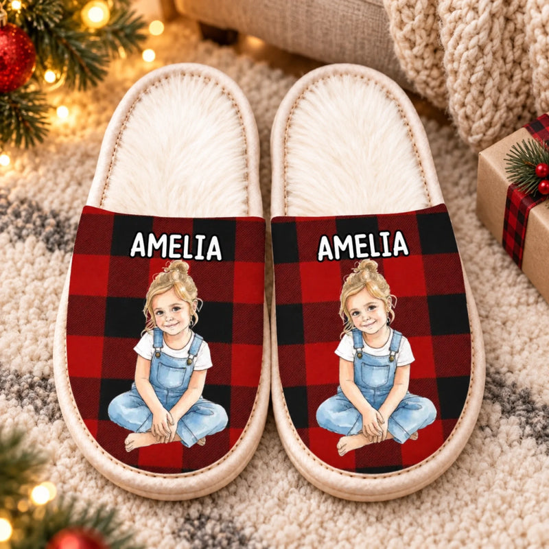 Personalized Photo Flat Scuff Slippers – Christmas Gift For Family – Big Personality