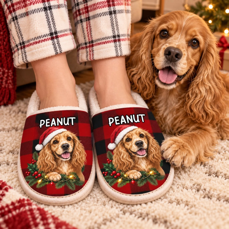 Personalized Photo Flat Scuff Slippers – Christmas Gift For Pet Lovers – Furry, Festive, Unforgettable