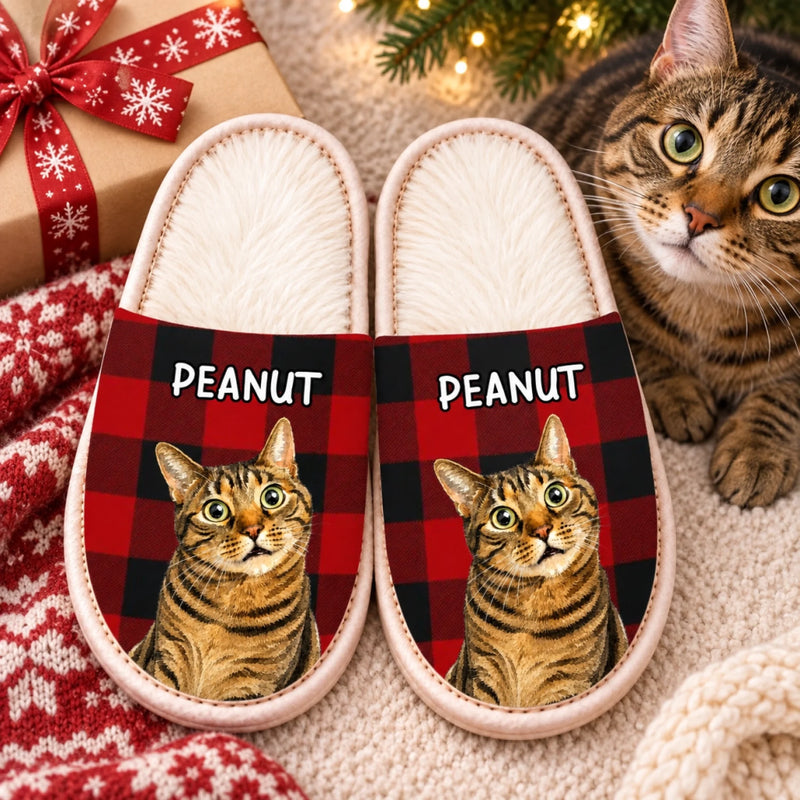 Personalized Photo Flat Scuff Slippers – Christmas Gift For Pet Lovers – Warm Toes