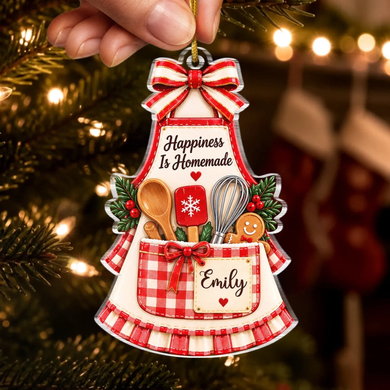 Personalized Acrylic Ornament – Christmas Gift For Baking Lovers – Happiness Is Homemade