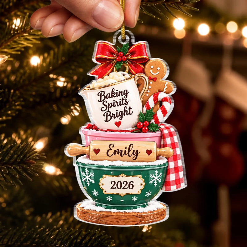 Personalized Acrylic Ornament – Christmas Gift For Baking Lovers – Baking Spirits Bright