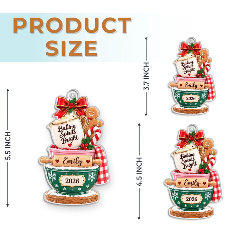 Personalized Acrylic Ornament – Christmas Gift For Baking Lovers – Baking Spirits Bright