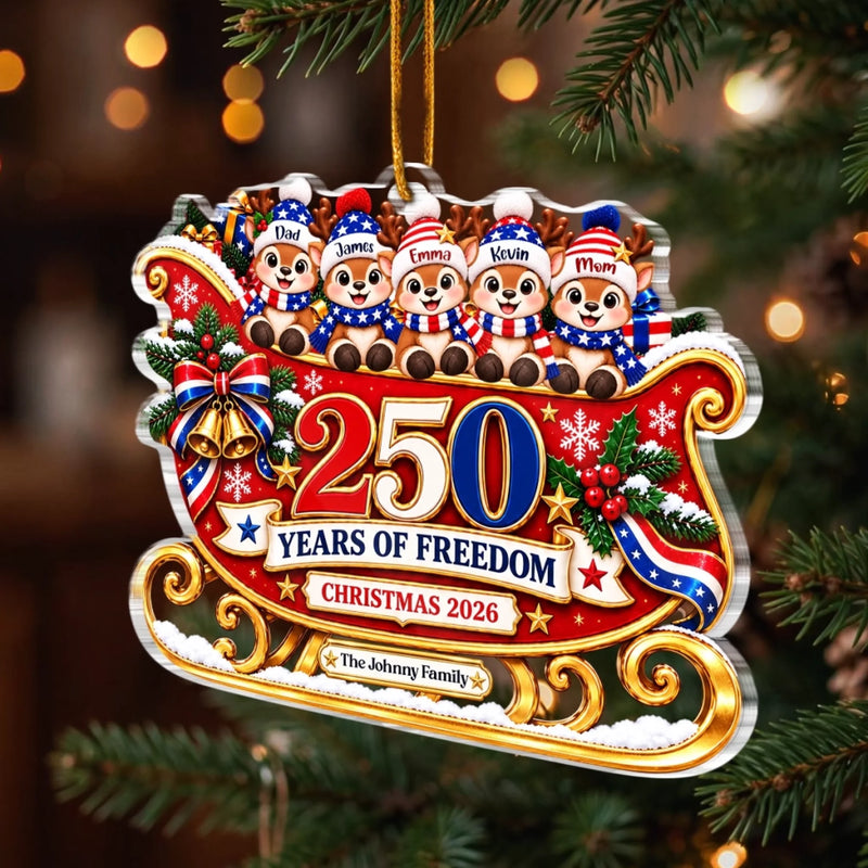Personalized Acrylic Ornament – America 250th Anniversary Christmas Gift For Family – Proud Of Where We Belong