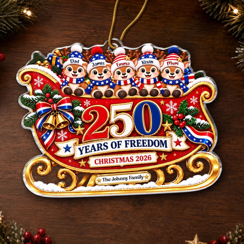 Personalized Acrylic Ornament – America 250th Anniversary Christmas Gift For Family – Proud Of Where We Belong