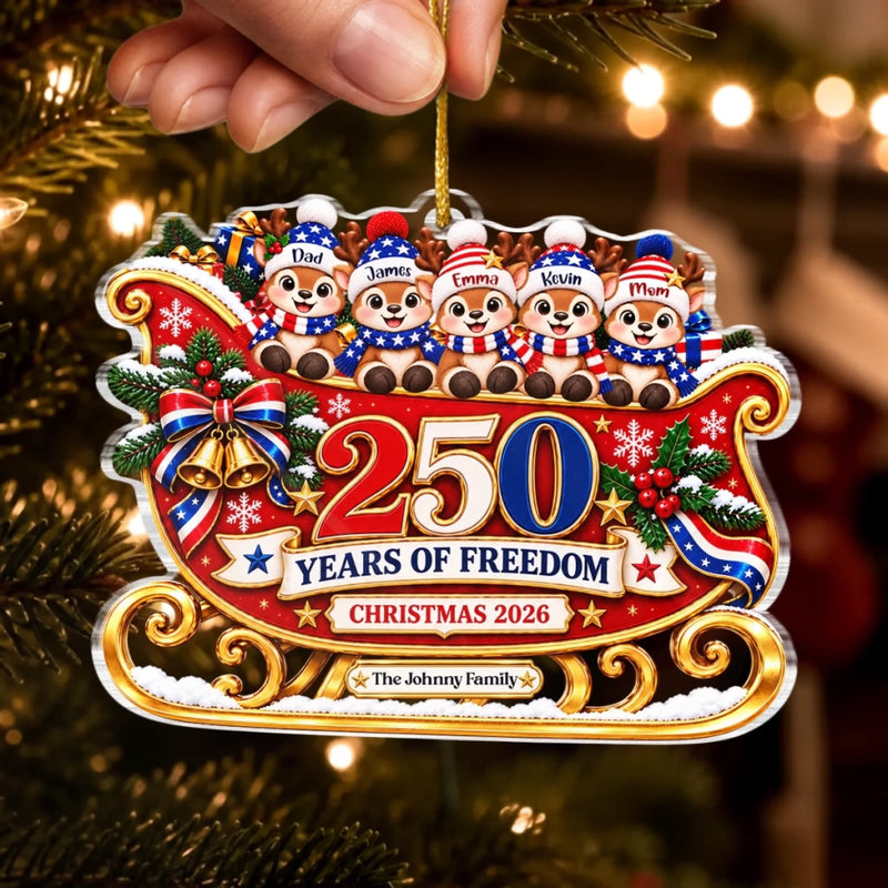 Personalized Acrylic Ornament – America 250th Anniversary Christmas Gift For Family – Proud Of Where We Belong
