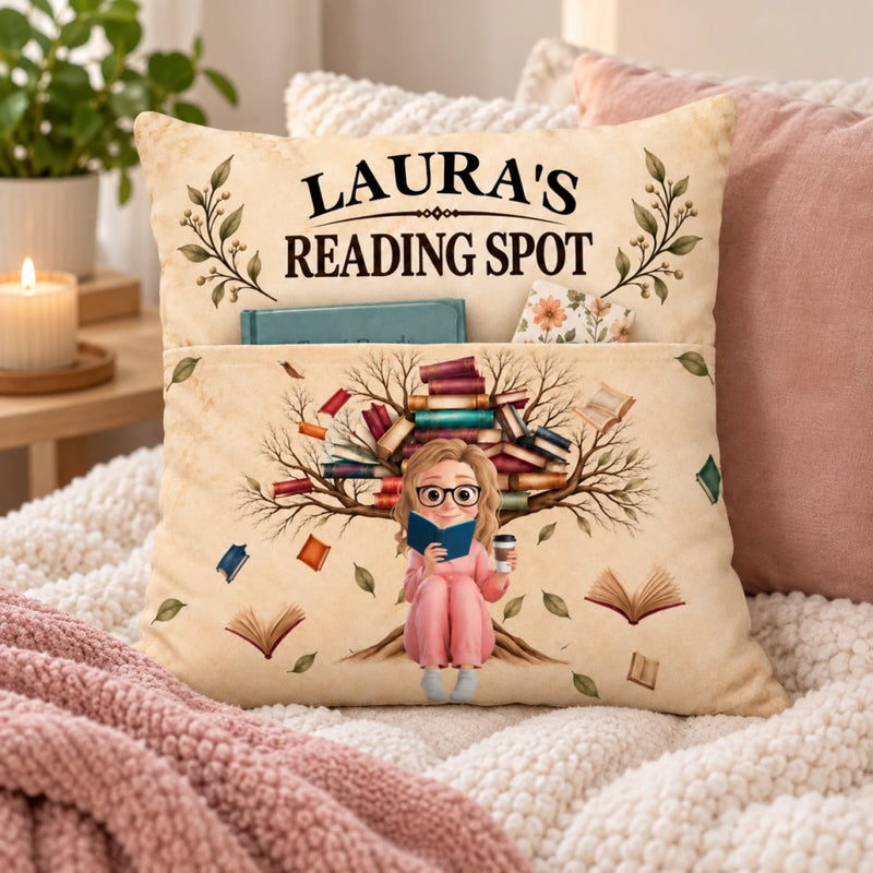 Personalized Pocket Pillow - Gift For Book Lovers - My Reading Spot