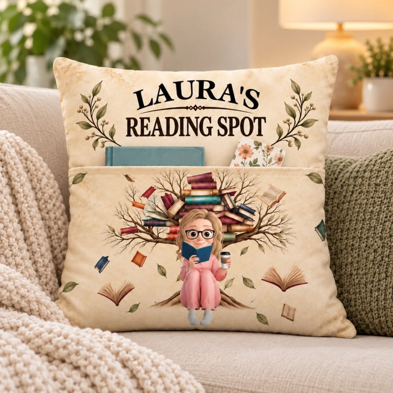 Personalized Pocket Pillow - Gift For Book Lovers - My Reading Spot