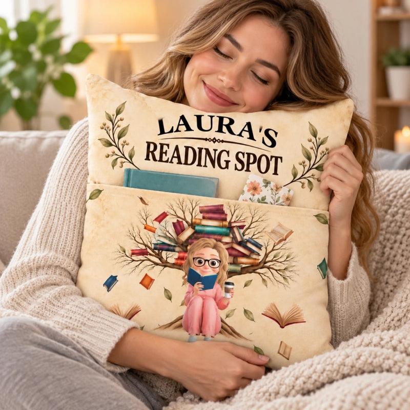 Personalized Pocket Pillow - Gift For Book Lovers - My Reading Spot