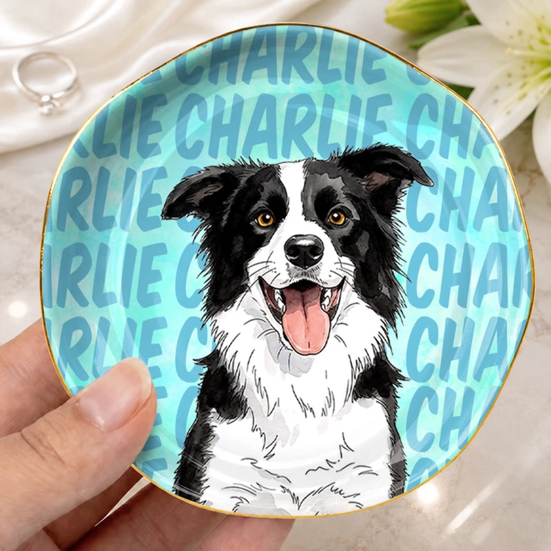 Personalized Photo Jewelry Dish - Birthday Gift For Pet Lovers - Love Is Four Paws