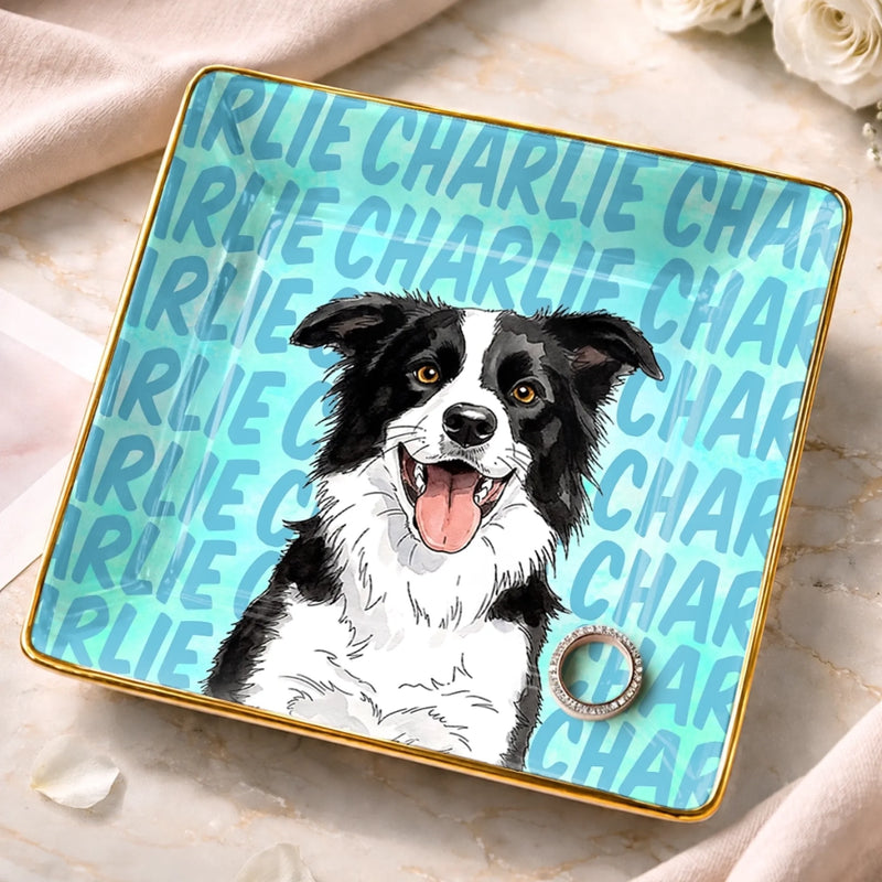 Personalized Photo Jewelry Dish - Birthday Gift For Pet Lovers - Love Is Four Paws