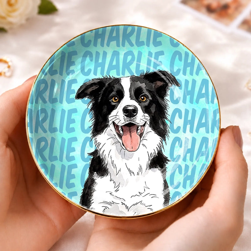 Personalized Photo Jewelry Dish - Birthday Gift For Pet Lovers - Love Is Four Paws