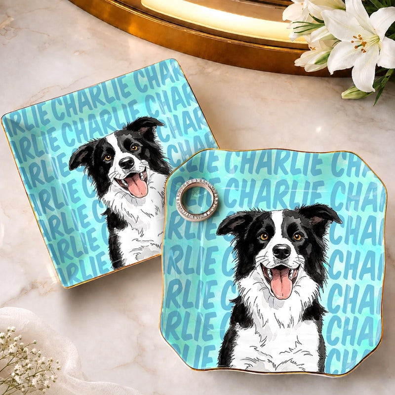 Personalized Photo Jewelry Dish - Birthday Gift For Pet Lovers - Love Is Four Paws