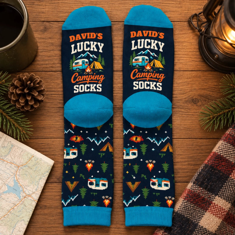 Personalized Crew Socks - Gift For Camping Lovers - Lucky Camping Socks