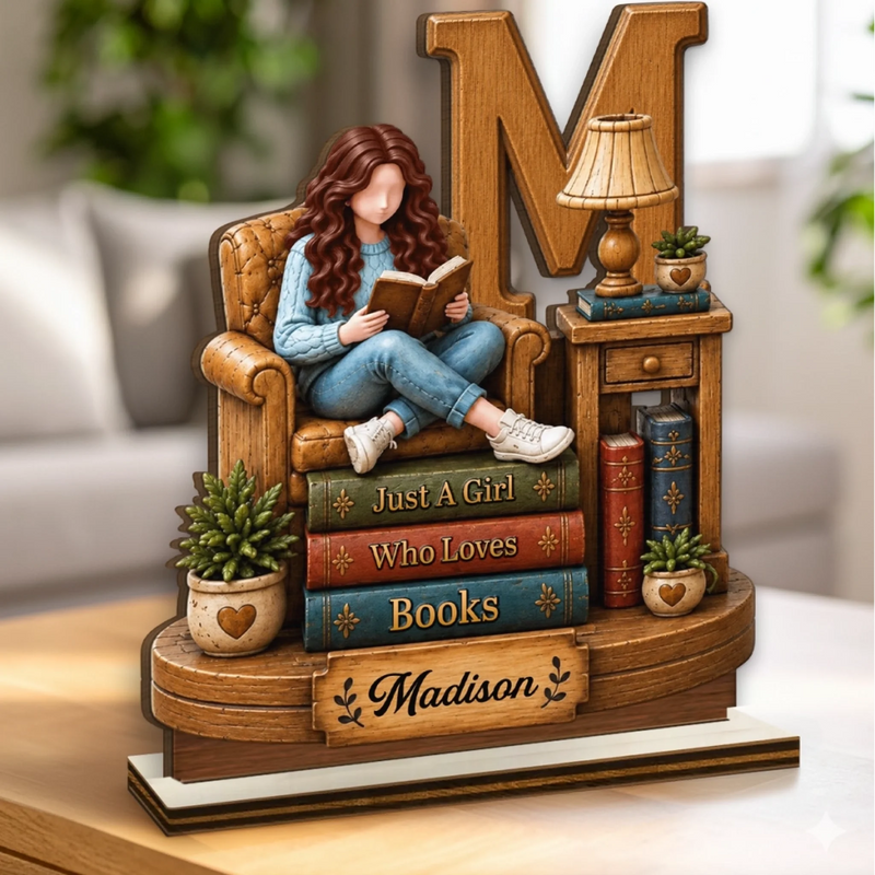 Personalized 2-Layered Wooden Plaque - Gift For Book Lovers - Born To Read Books