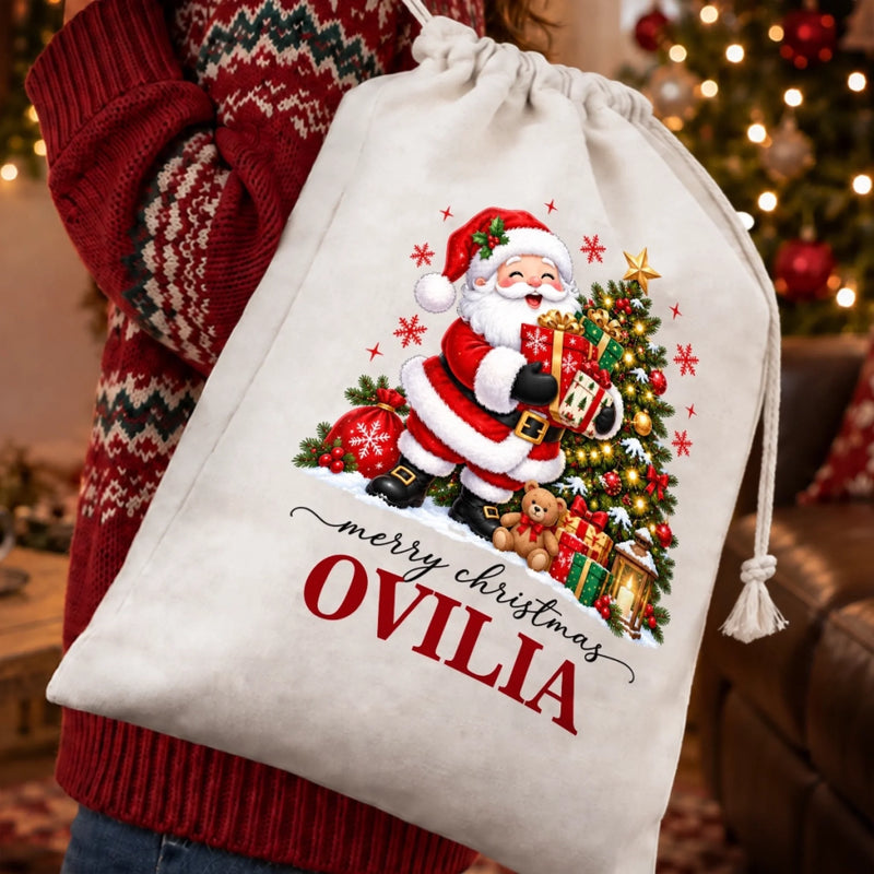 Personalized Drawstring Gift Bag - Christmas Gift For Kids, Family - Merry Christmas