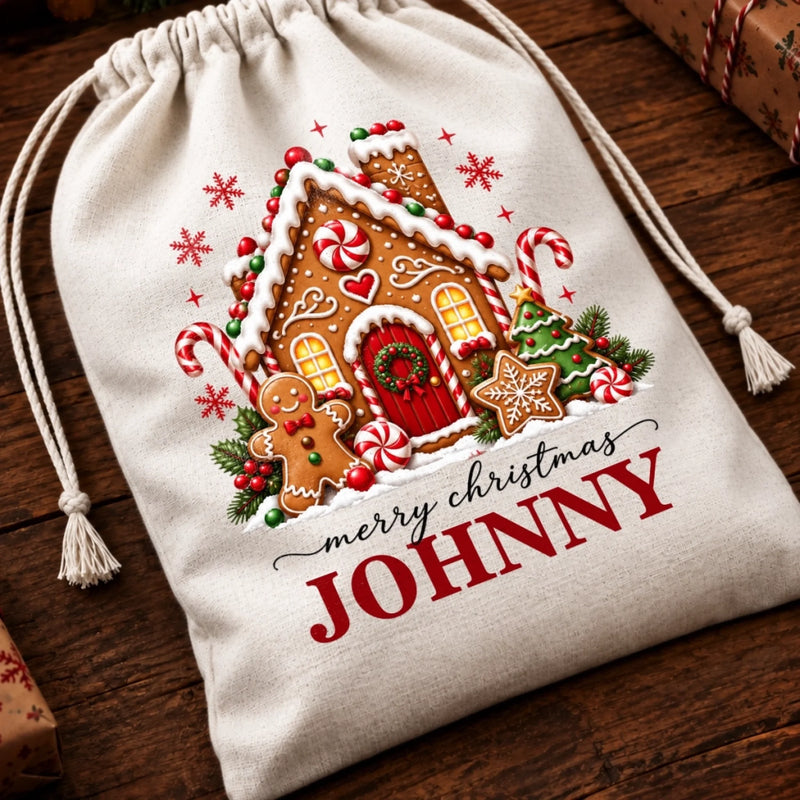 Personalized Drawstring Gift Bag - Christmas Gift For Kids, Family - Merry Christmas