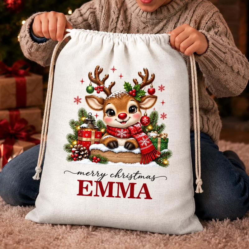 Personalized Drawstring Gift Bag - Christmas Gift For Kids, Family - Merry Christmas